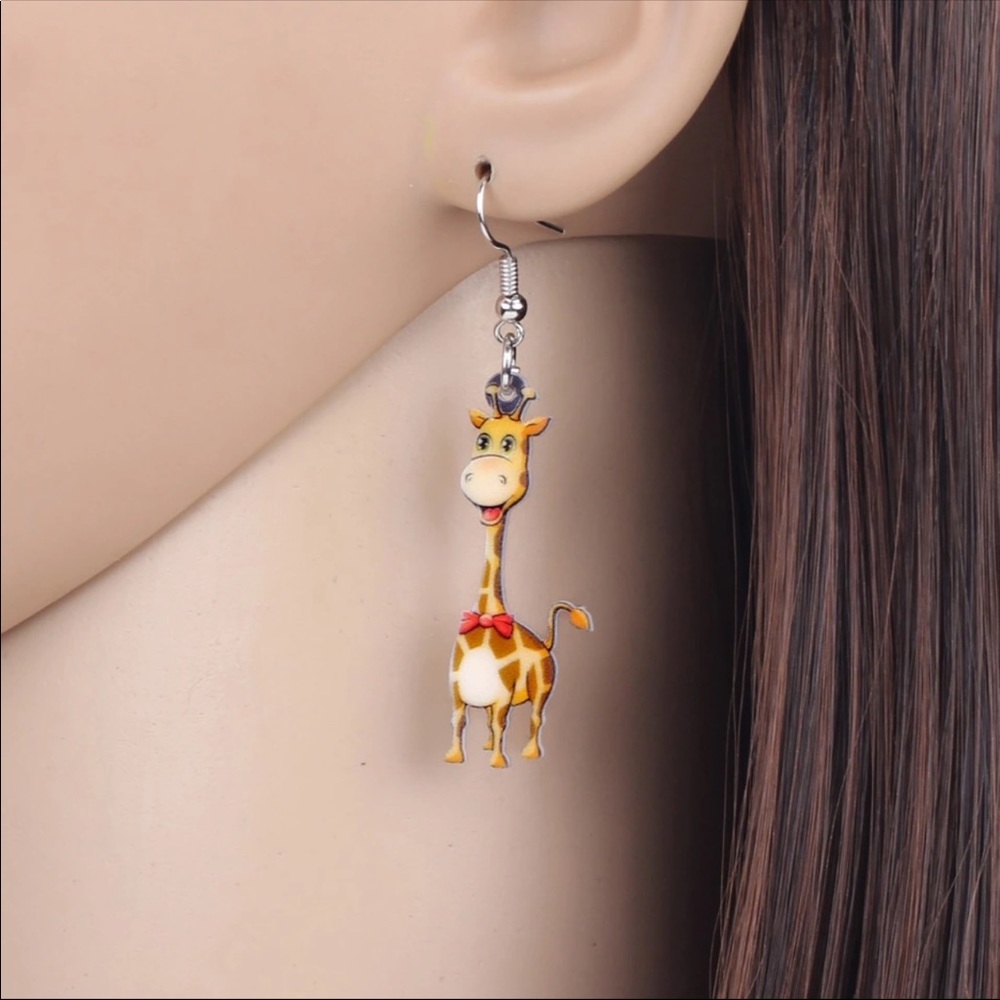 Giraffe Acrylic Earrings - Picture 2 of 5